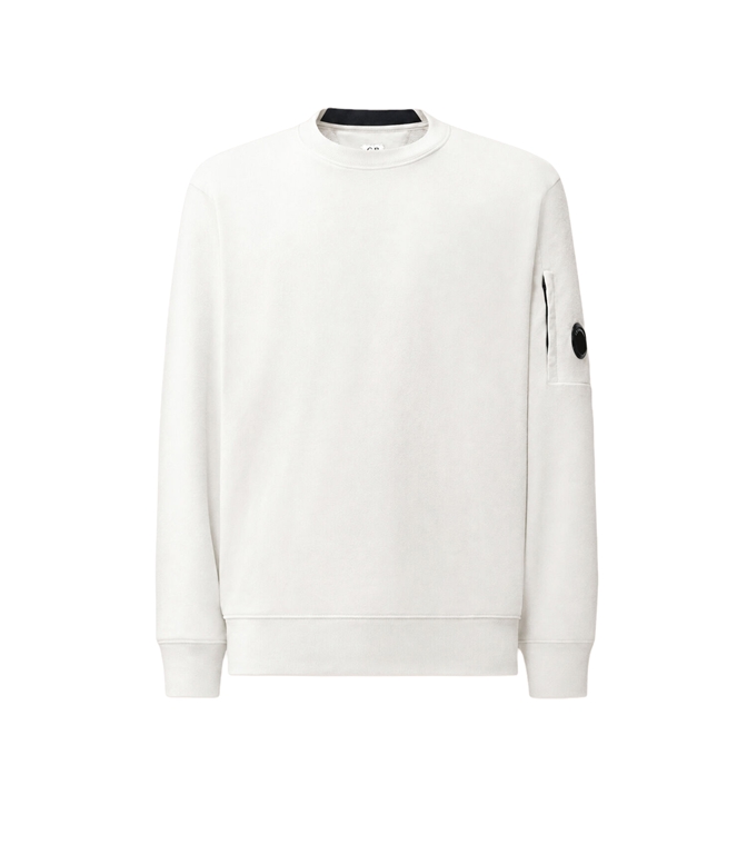 C.P. COMPANY - Felpe - diagonal raised fleece crewneck lens sweatshirt gauze white